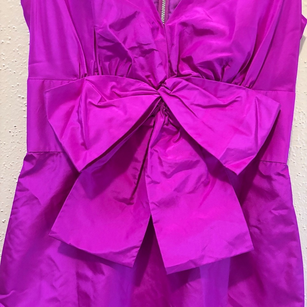 Kate Spade New York Magenta Pink 100% Silk Oversized Bow V-Neck Cocktail Dress 2 - Picture 4 of 10